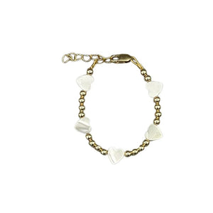 Baby Bracelet | Gold White Hearts | Lil Charms