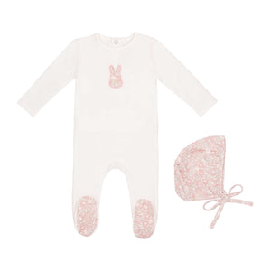 Baby Girl Footie + Hat | Liberty Bunny | White | Minilabel | SS26