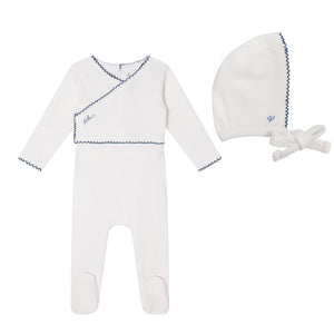 Baby Boy Footie + Hat | Classic Velour | White| Minilabel | AW26