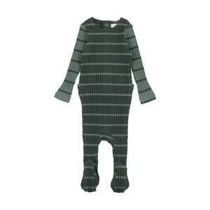 Baby Boy Footie | Wide Rib | Green Stripe |  Lil Legs | AW23
