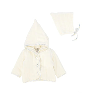 Baby Boy Jacket & Sweater | Jacket + Hat | Quilted Print | Velour | Ivory Boy | Bee and Dee | AW23