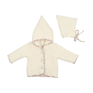 Baby Girl Jacket & Sweater | Jacket + Hat | Quilted Print | Velour | Ivory Girl | Bee and Dee | AW23