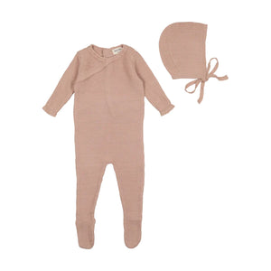 Baby Girl Footie + Hat | Pointelle Knit Collection | Darling Pink | Bee and Dee | AW23