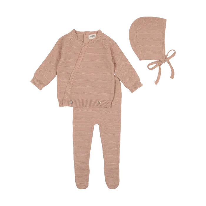 Baby Girl Layette Set | Pointelle Knit | 2 piece Outfit + Hat | Darling Pink | Bee and Dee | AW23