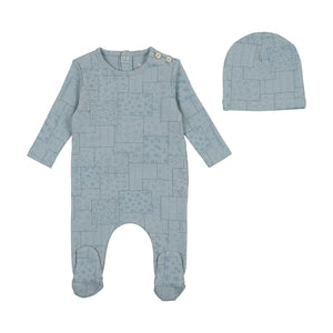 Baby Boy Footie + Hat | Multi Floral Design Collection | Blue Base | Bee and Dee | AW23
