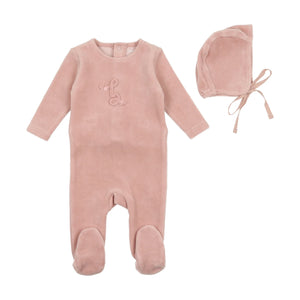 Baby Girl Footie+ Hat | Classic Velour | Rose Smoke | Bee and Dee | AW23