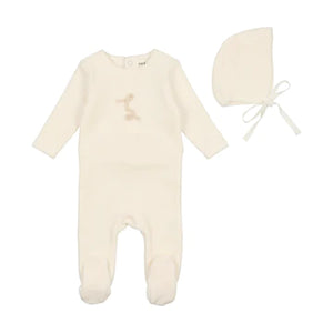 Baby Neutral Footie + Hat | Classic Velour | Snow White | Bee and Dee | AW23