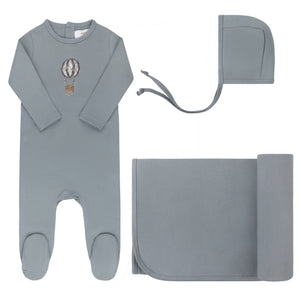 Baby Boy Layette Set | French Terry Hot Air Balloon Collection | Blue | Aurora | Aw25