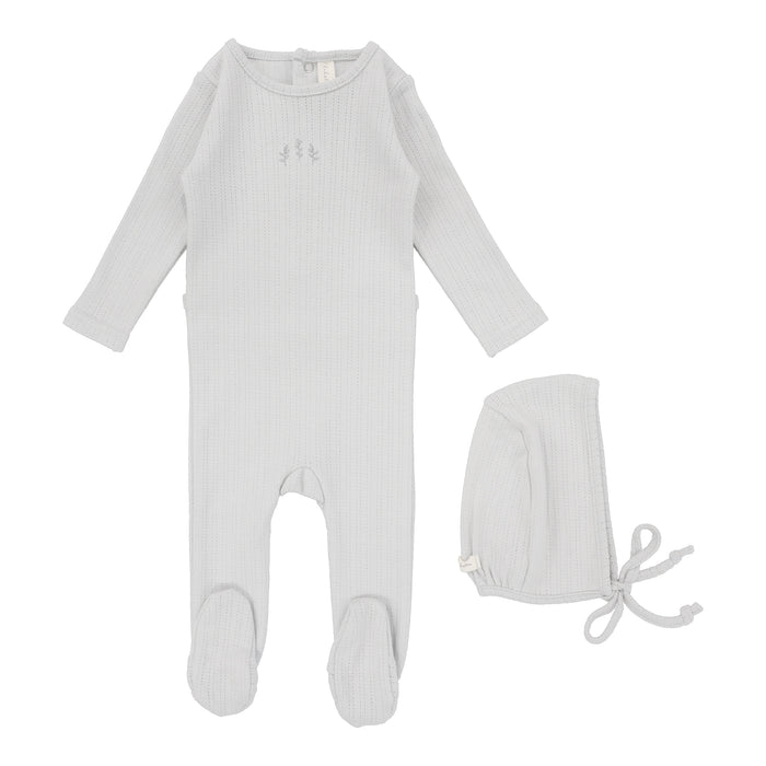 Baby Boy Layette Set | Striped Pointelle | Powder Blue | Lil Legs
