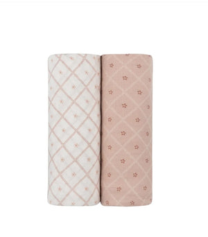 Cotton Muslin Swaddle 2 Pak | Pink  | Ely's & Co