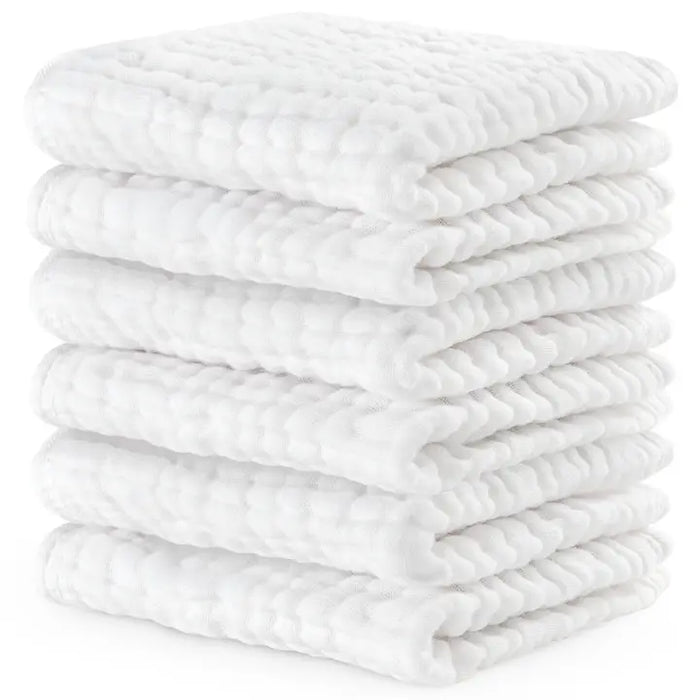Muslin Wash Cloths by Comfy Cubs: White / 6-Pack 10”X10”