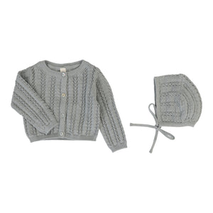 Baby Boy Shrug + Bonnet | Crochet Knit | Light Blue | Lil Legs | SS25