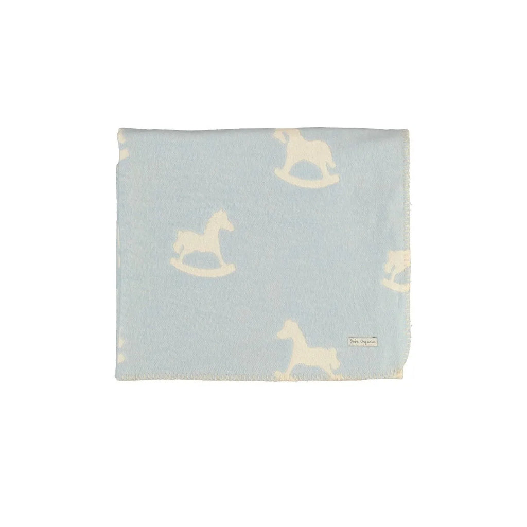 Baby Boy Blanket | Cuddle Horse | Blue | Bebe Organic