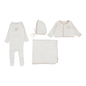 Baby Girl Layette Set | Velour Cardi | Cream/Pink | Lil Legs | Aw25