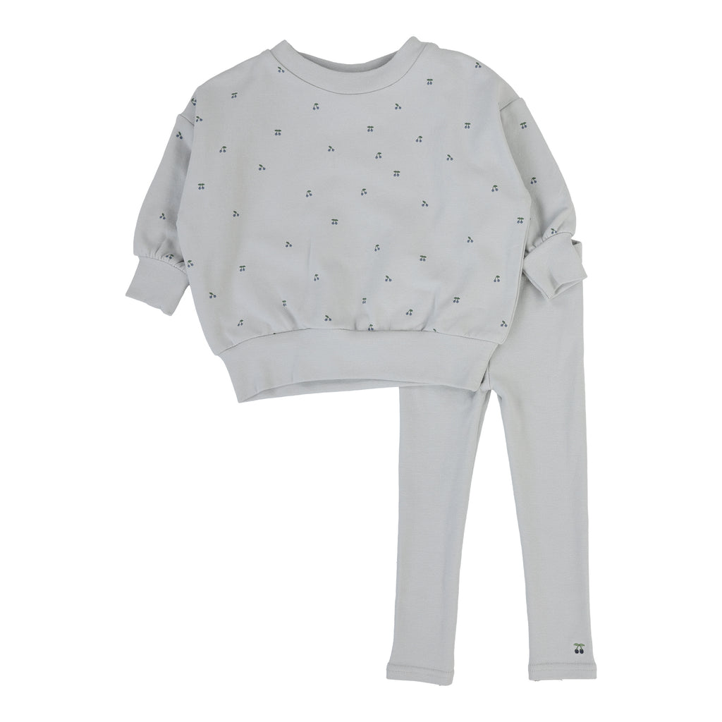 Baby Boy Set | Cherry Print | Pale Blue | Aw25