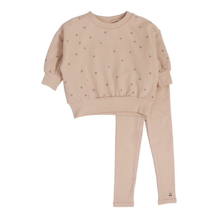 Baby Girl Set | Cherry Print | Dusty Pink | Aw25