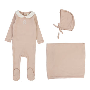 Baby Girl Layette Set | Emblem Embroidered | Dusty Pink | Lil Legs | Aw25