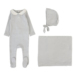 Baby Boy Layette Set | Emblem Embroidered | Pale Blue | Lil Legs | Aw25