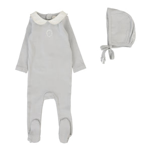 Baby Boy Footie Set | Emblem Embroidered | Pale Blue | Lil Legs | Aw25