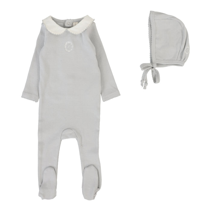 Baby Boy Footie Set | Emblem Embroidered | Pale Blue | Lil Legs | Aw25