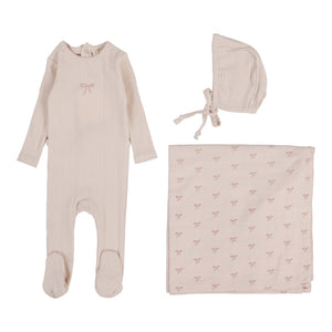Baby Girl Layette Set | Pointelle Graphic | Soft Pink | Lil Legs | Aw25