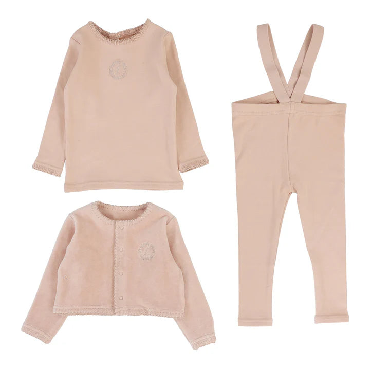 Baby Girl Lounge Set | Velour Cardi | Dusty Pink | Lil Legs | Aw25