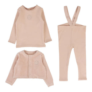 Baby Girl Lounge Set | Velour Cardi | Dusty Pink | Lil Legs | Aw25