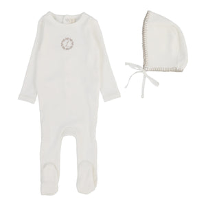 Baby Boy Footie Set | Velour Cardi | Cream/Oat | Lil Legs | Aw25