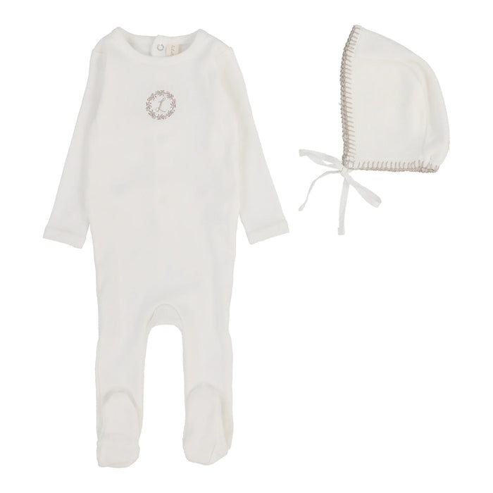 Baby Boy Footie Set | Velour Cardi | Cream/Oat | Lil Legs | Aw25