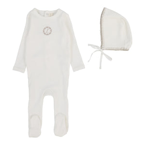 Baby Boy Footie + Hat | Cotton | Cream/Oat | Lil Legs | AW26