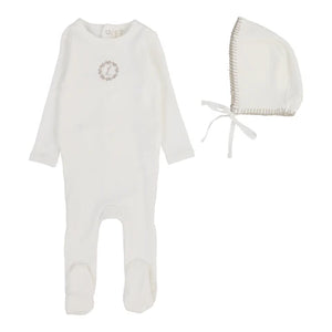Baby Girl Footie Set | Velour Cardi | Cream/Pink | Lil Legs | Aw25