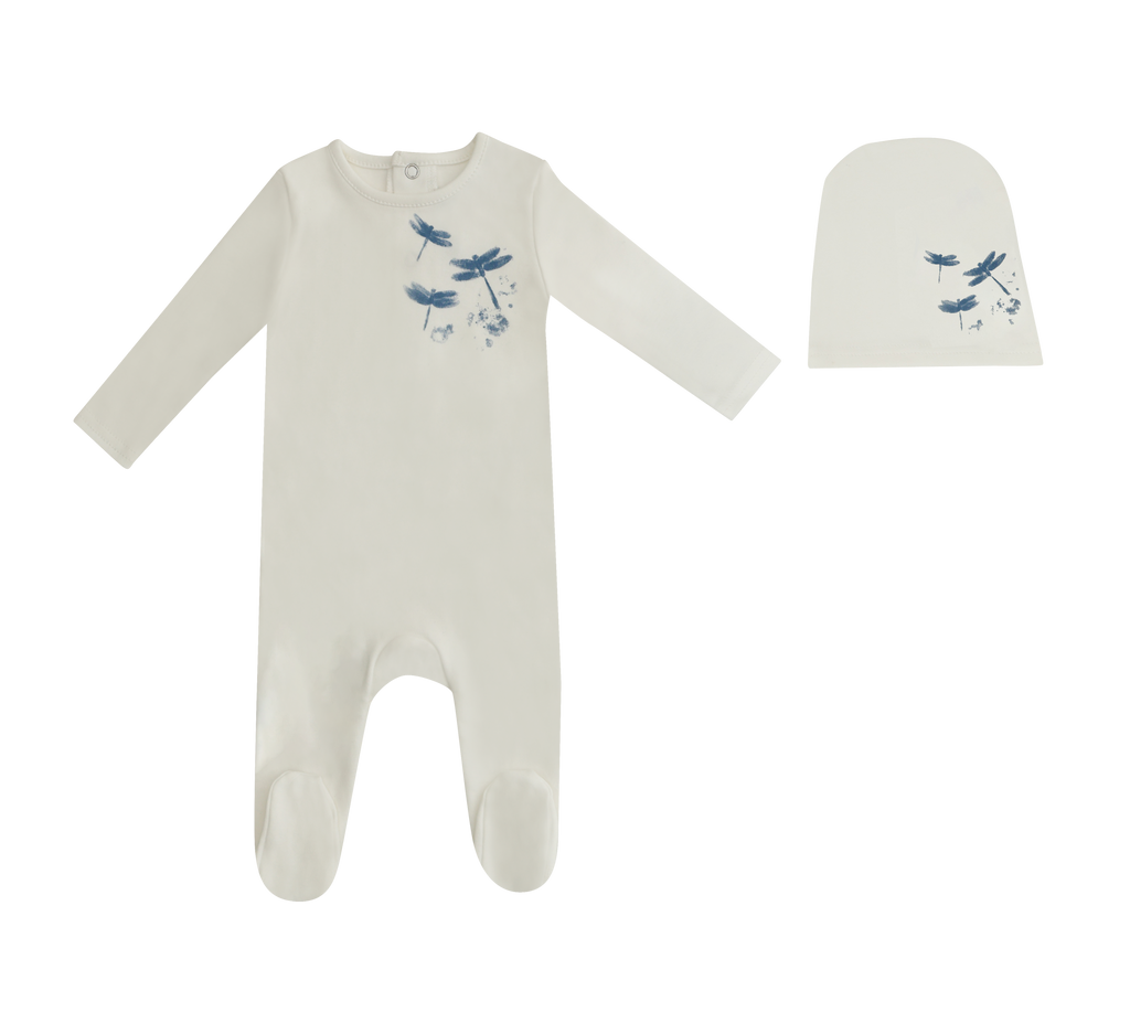 Baby Boy Footie + Hat | Dragonfly | White | Minilabel | SS25