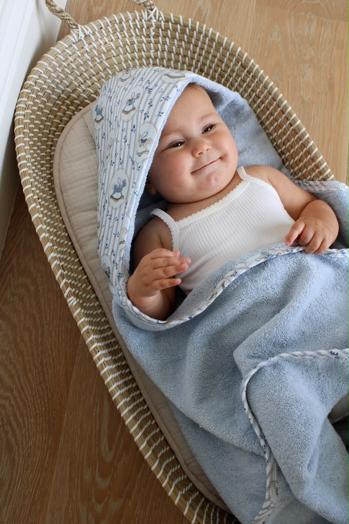 Baby Hooded Towel | Blue Rocking Horse | Little Threads