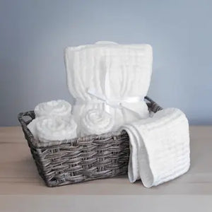 Baby Burp Cloth 10 Pak | Muslin | White | Comfy Cubs