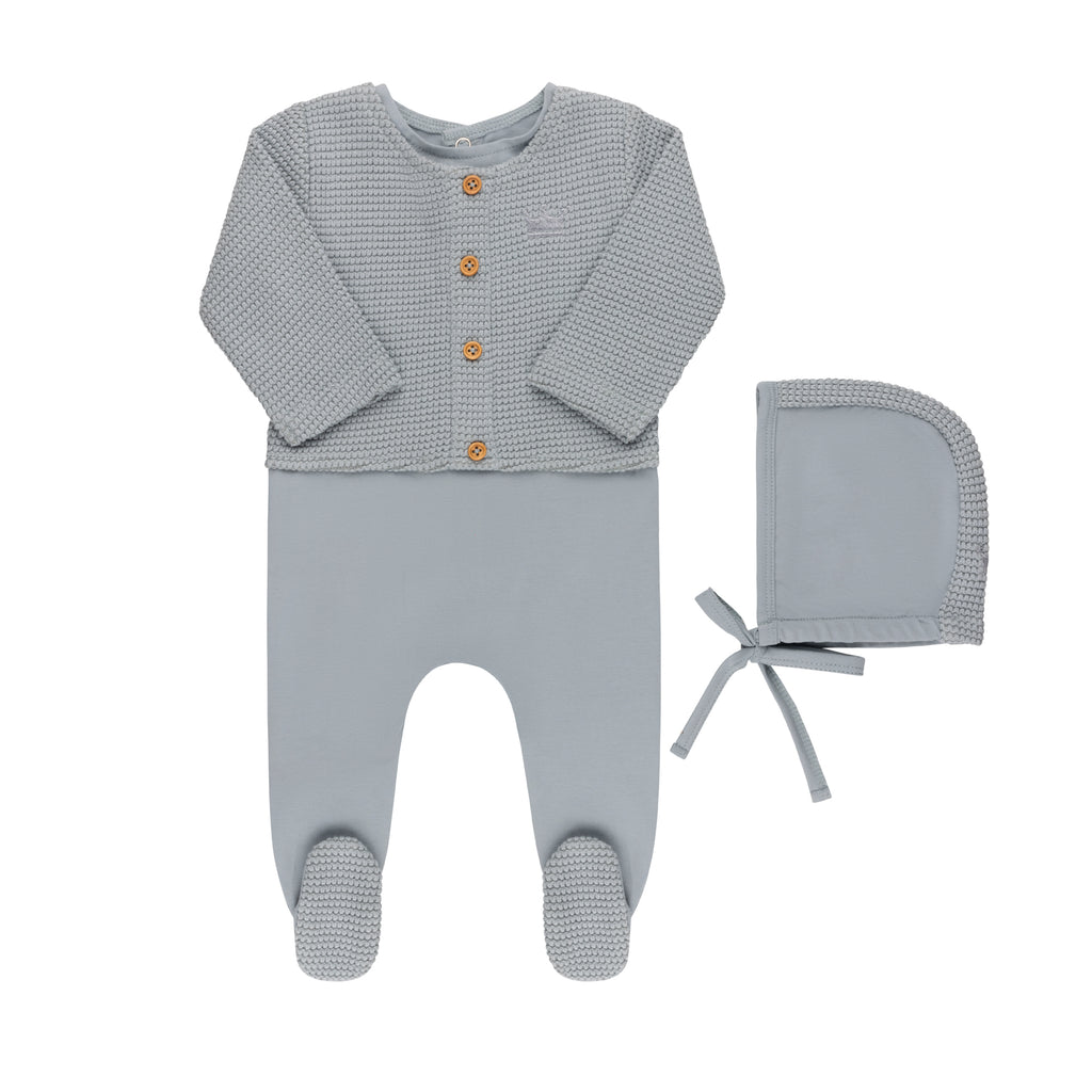 Baby Boy Layette Set | Faux Cardigan Collection | Blue | Tricot | AW25