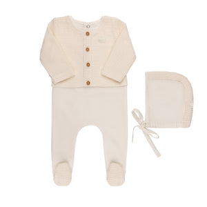 Baby Neutral Layette Set | Faux Cardigan Collection | Ivory | Tricot | AW25