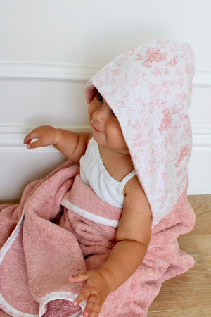 Baby Hooded Towel | Rose Toile  | Little Threads