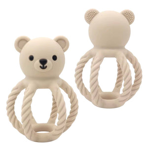 All Silicone Teddy Rattle | Beige | Three Hearts