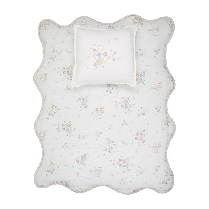 Baby Girl Blanket Set | Gingham Floral | Pink | Peluche | AW25