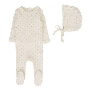Baby Girl Footie + Hat | Floret Print | Cream/Pink | Lil Legs | SS26