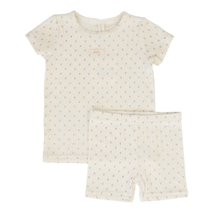 Baby Girl Short Sleeve Lounge Set | Floret Print | Cream/Pink | Lil Legs | SS26