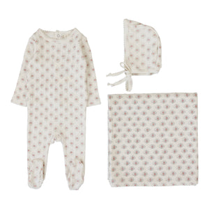 Baby Girl Layette Set | Geo Floral Printed | Cream/Pink | Lil Legs | SS26