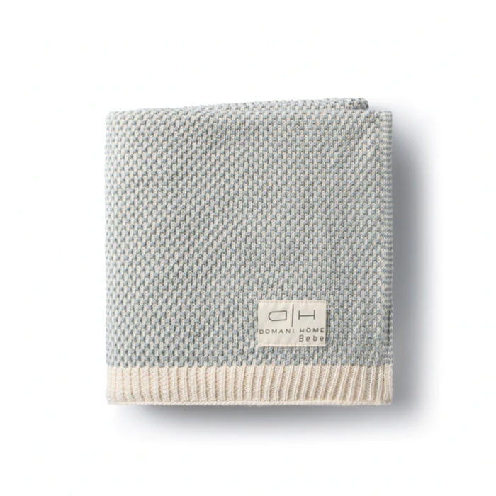 Knit Baby Blanket | Brunello  | Lake Blue | Domani Bebe