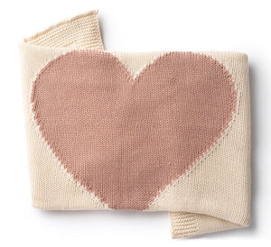 Knit Baby Blanket | Heart | Blush | Domani Bebe