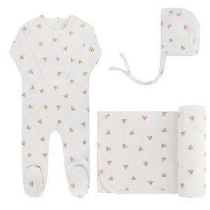 Baby Boy Layette Set | Velour Leaf Pattern | Ivory | Ely's & Co | Aw25