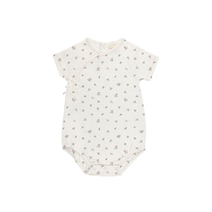 Baby Girl Romper | Floral Pointelle Collection | Ivory/Pink | Ely's & Co | SS26