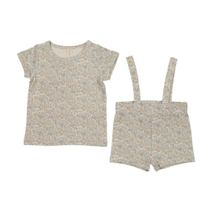 Baby Boy Short Sleeve Set | Liberty Floral | Cream/Blue | Lil Legs | SS26