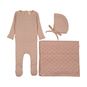 Baby Girl Layette Set | Geo Floral Embroidered | Dusty Pink | Lil Legs | SS26