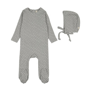 Baby Boy Footie + Hat | Mini Floral Print | Pale Blue | Lil Legs | AW26