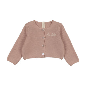 Baby Girl Cardigan | Le Bebe Knit | Dusty Pink | Lil Legs | AW26